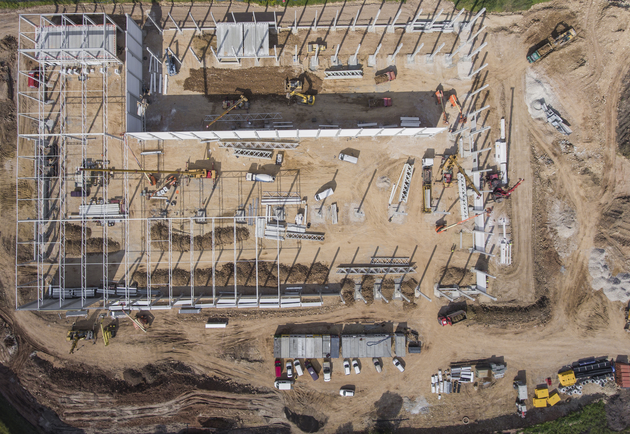 Construction site shot from above.